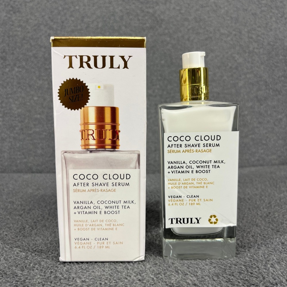 Truly Coco Cloud After Shave Serum White Coconut Vanilla Jumbo Size 6.4 oz
